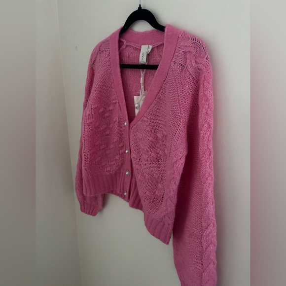 Yas Heartie Knit Cardigan Wool/Alpaca Blend NWT - Picture 8 of 14